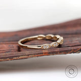 Vintage-inspired Marquise Moissanite Wedding Band in Elegant 14K Gold, Art Deco Milgrain Half Eternity Band