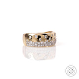 Scattered Galaxy Diamond Unisex Ring, Wide Wedding Band, Flush Set Band, Diamond Snowfall Ring, Solid Yellow Gold Confetti Cigar Band