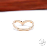 14k Gold Wishbone Ring, Solid Gold Chevron Stacking Ring, Curved Wedding Band, Womens V Shaped Ring, Stackable Thin Gold Band, Contour Ring