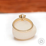 Old European Light Champagne Moissanite Vintage Style Ring, Solitaire Engagement Ring For Women, Champagne Moissanite Ring