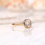 1 CT Brilliant Cut Cushion Lab Grown Diamond Engagement Ring, IGI Certified, Solitaire Ring Gold, Bezel Set Ring, 1 Carat Lab Diamond Ring