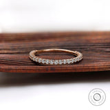 1.6 MM Round Moissanite Wedding Band, Rose Gold, 3/4 Eternity Wedding Band Women, U Prong Diamond Matching Band, Delicate Anniversary Band
