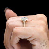 Old Mine Cut Oval Moissanite Split Shank Engagement Ring 18K Yellow Gold Fine Matte Finish Ring Half Bezel Set Solitaire Ring