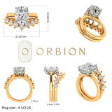 Antique Cut Lab Diamond/Moissanite Wedding Ring Set in Two Tone 18k Gold Tulip Set Hidden Halo Engagement Ring With Curved Euro Shank Band