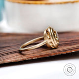 OMC Cushion Champagne Moissanite Engagement Ring Brushed Matte Finish Double Bezel Set Ring Vintage Solitaire Ring Color Moissanite Ring