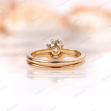 Elongated Cushion Ring Set, OMC Cushion Ring, Engagement Ring Set For Women, Curved Matching Band Gold, Moissanite Ring Set Gold