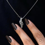 Lab Grown Diamond Journey Necklace, Wavy Drop Pendant Necklace, Diamond Swirl Necklace, White Gold Chain Necklace, Delicate Diamond Necklace