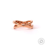 Diamond Crossover Band Ring, Crossover Wedding Ring, Unique Diamond Ring, Rose Gold Bar Set Lab Diamond Ring, Criss Cross Statement Ring