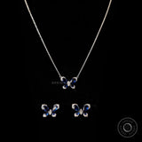 Butterfly Pendant, Blue Sapphire and Lab Grown Diamond Solid Gold Necklace For Women, Workwear Delicate Chain Pendant Necklace for Gifting