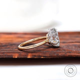 10 MM Brilliant Cut Round Moissanite Ring, Hidden Halo Engagement Ring, 14K Solid Gold Two Tone Ring, Large Stone Ring, Solitaire Ring Women