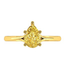 Champagne Pear Cut Moissanite Ring, 14K Yellow Gold Engagement Ring, Dainty Ring Gold, Minimalist Ring, Anniversary Ring for Her
