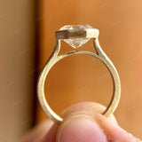 Asscher Cut Moissanite Ring, Asscher Engagement Ring, Octagon Ring Gold, Asscher Bezel Ring, Satin Finish Cathedral Yellow Gold Ring