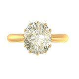 OMC Off white Moissanite 14K Yellow Gold Satin Brush Finish Setting, Solitaire Engagement Ring, Unique Wedding Ring, Art Deco Ring