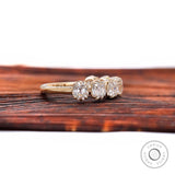 OMC Half Eternity 7 Stone Moissanite Band, Vintage Style Stacking Band, 14k Yellow Gold Band, Seven Stone Wedding Band, Antique Cut Ring