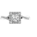 1.2 CT Princess Cut Halo Split Shank Engagement Ring, 10K/14K/18K White Gold Ring, Women Ring Gold, Moissanite Ring Gold, Anniversary Ring