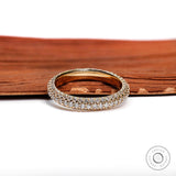 3 Row Full Eternity Wedding Band, Stackable Diamond Wedding Band, Three Row Diamond Band, Anniversary Ring, Elegant Stacking Ring