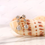 Old Mine Cut Pear Shaped Dangle Earrings, 14K Solid Gold Dangle Drop Earrings, OEC Round Statement Earrings, Unique Teardrop Earrings