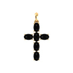 Front view of semi mount cross pendant with oval settings