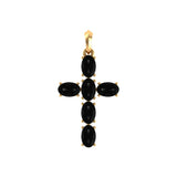 Front view of semi mount cross pendant with oval settings