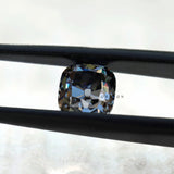 Close-up of 1.7 CT Old Mine Cut Cushion Grey Moissanite Stone