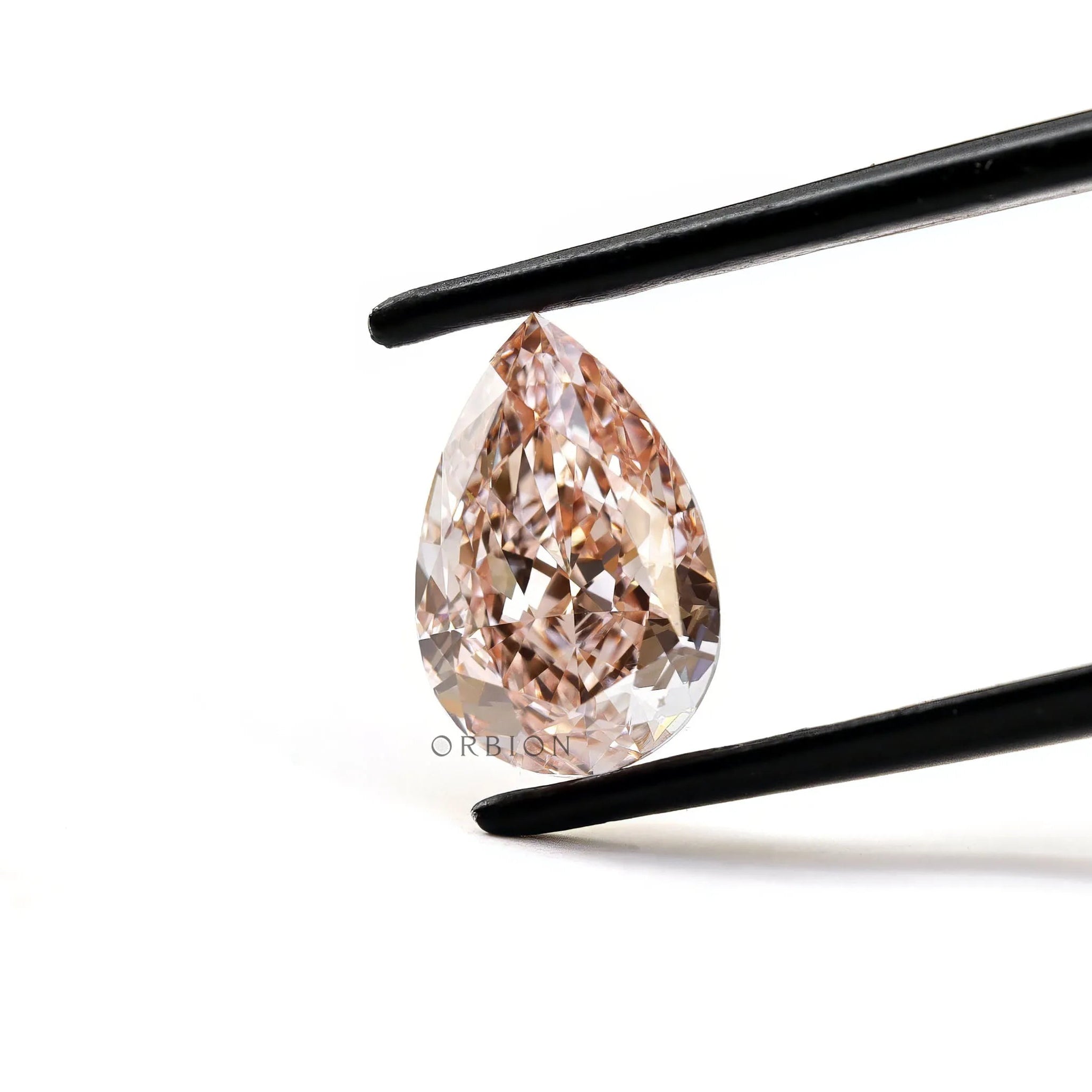 Pear brilliant cut pink loose lab diamond front view
