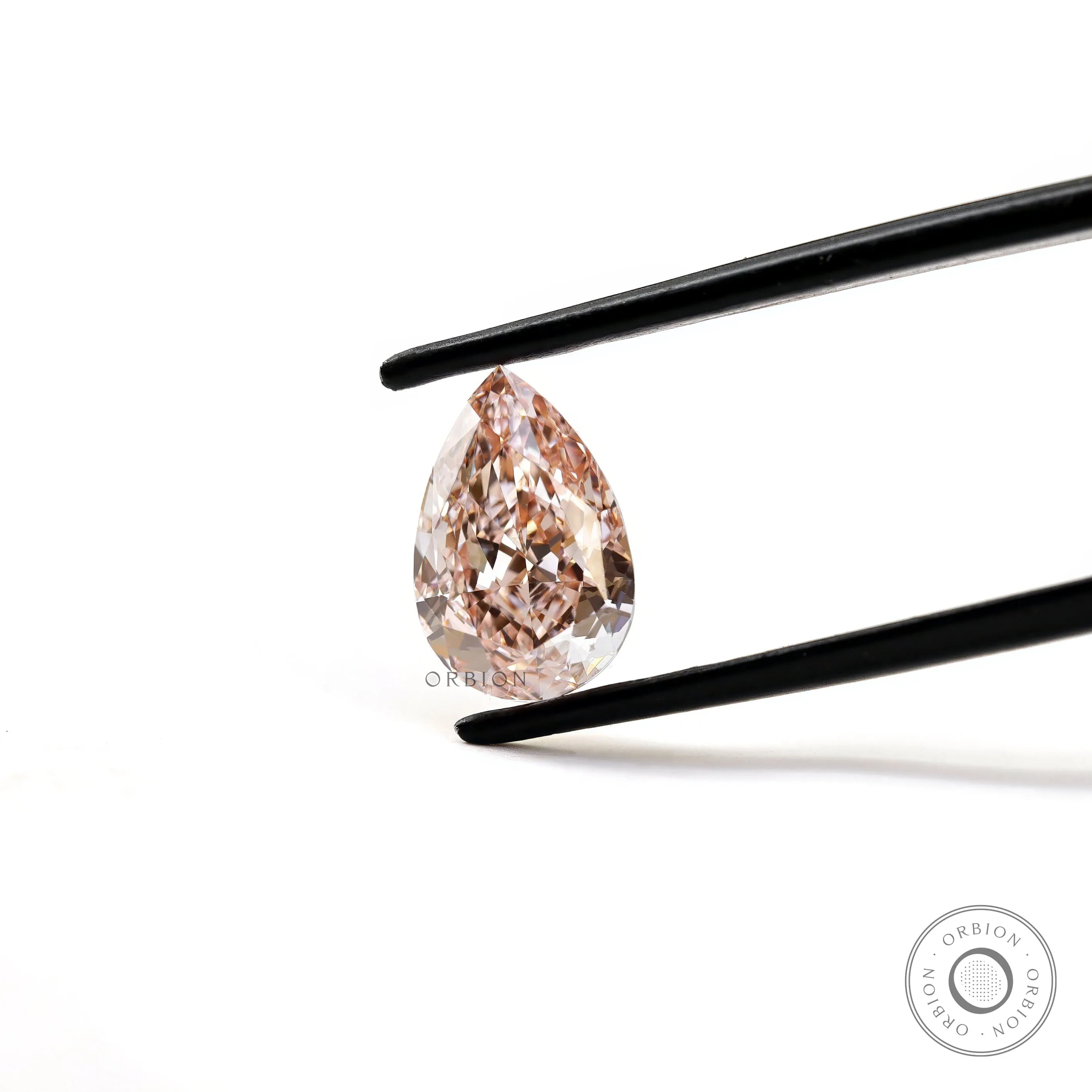 Pear brilliant cut pink loose lab diamond front view
