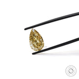 Pear brilliant cut yellow lab diamond side angle view