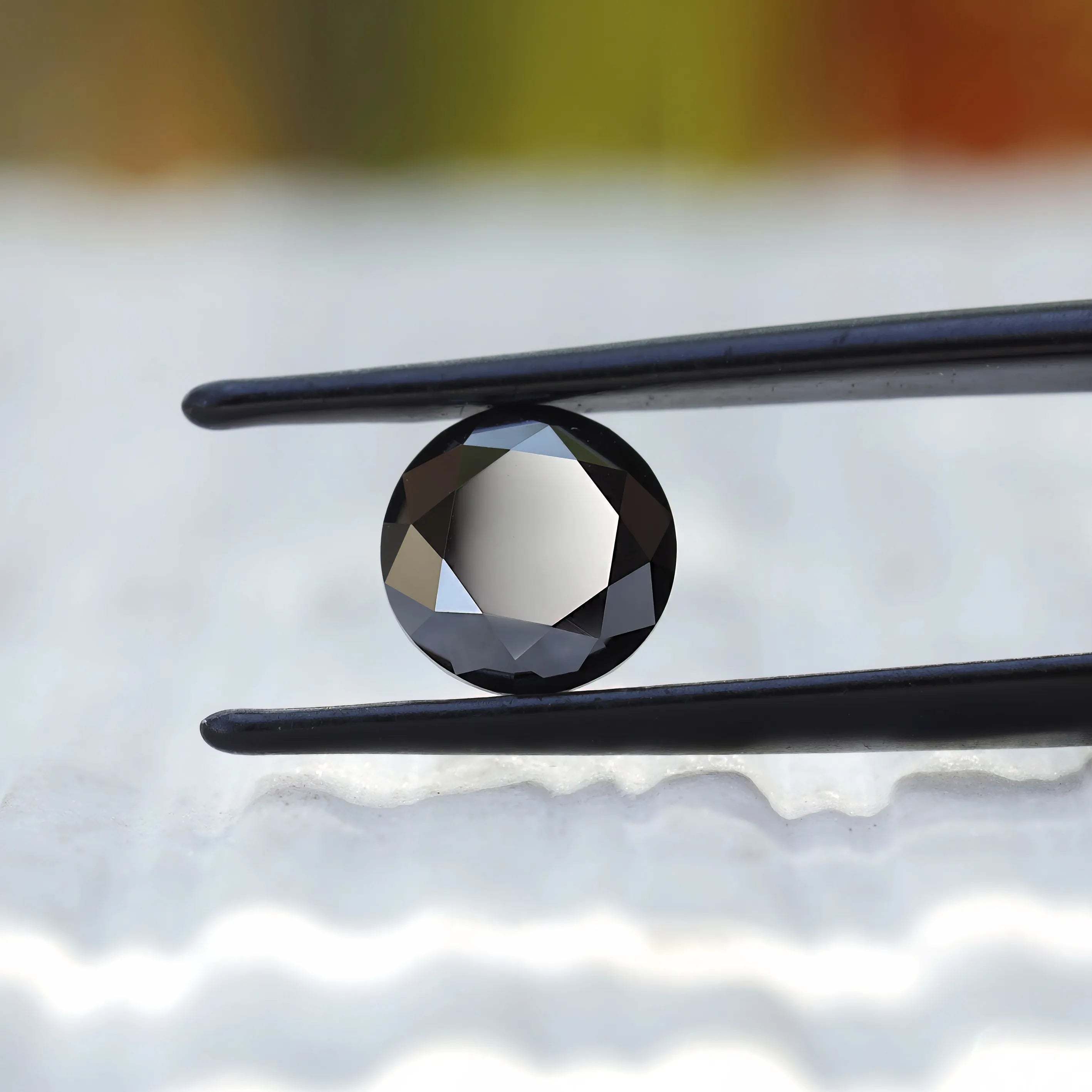2 CT Round Black Moissanite with vintage facet details