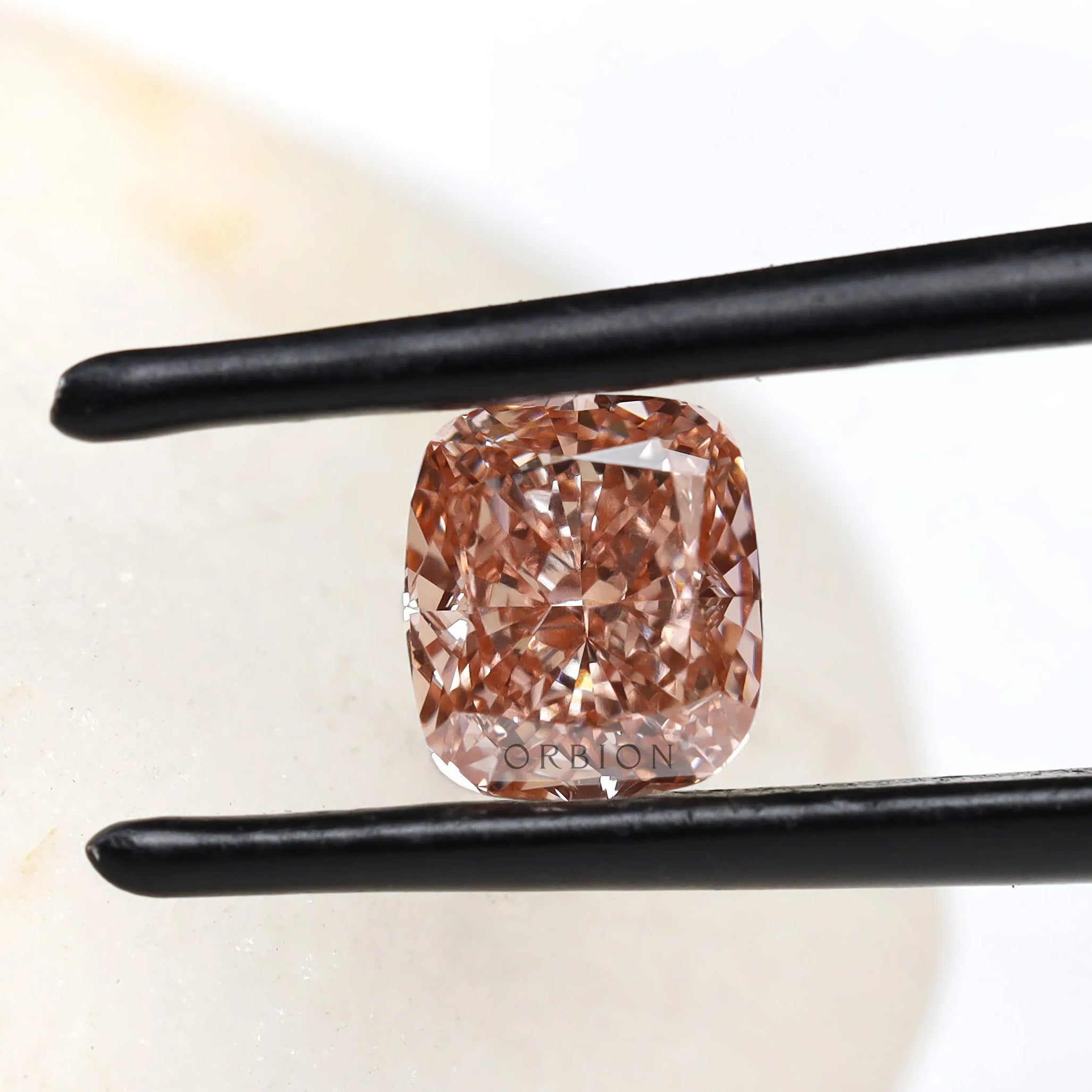 Elongated cushion fancy pink loose lab diamond front view