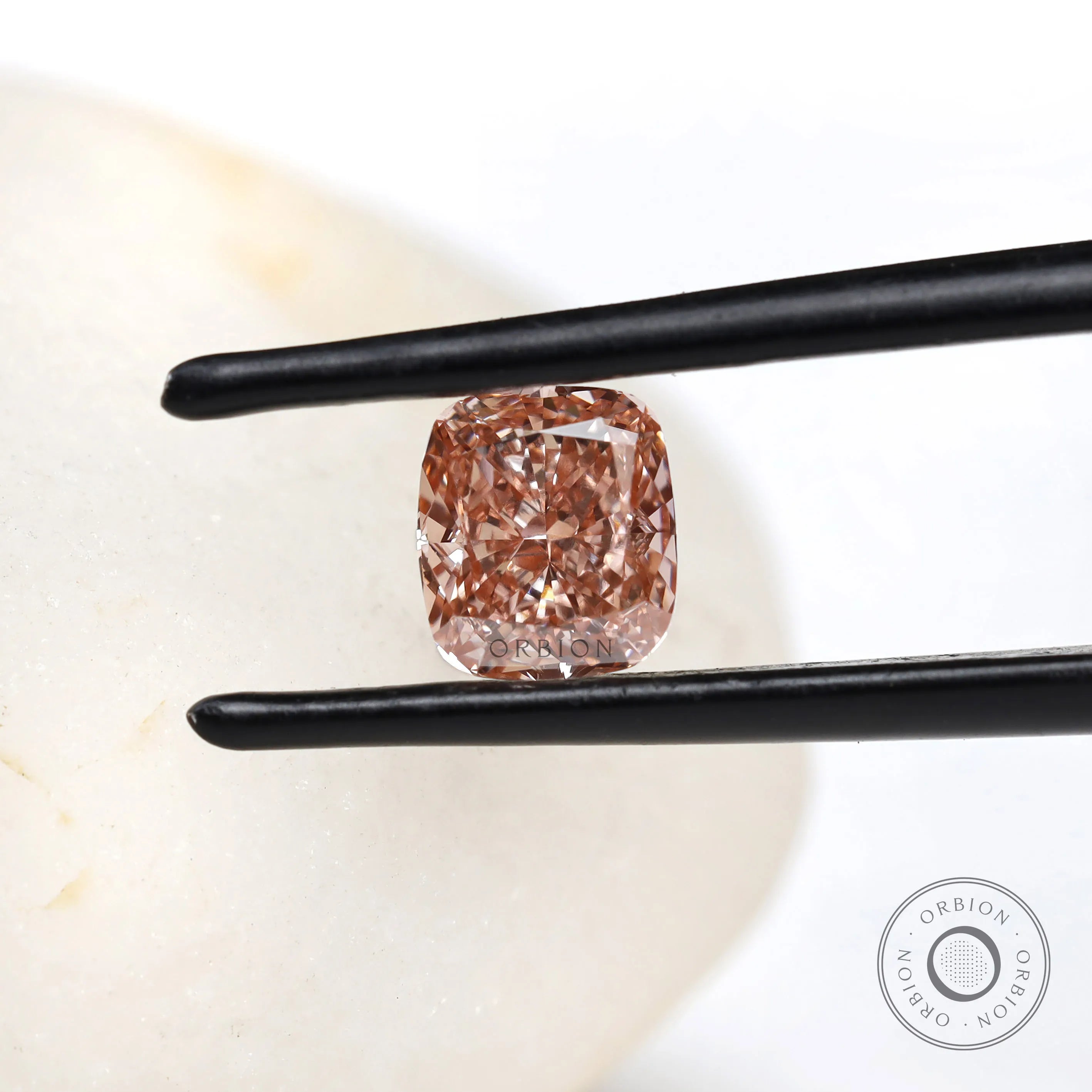 Elongated cushion fancy pink loose lab diamond front view