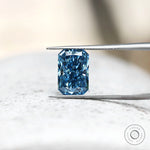 Front view of blue radiant brilliant cut loose lab diamond