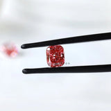 Matching vivid pink cushion loose lab diamonds close-up view