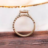 Round Hearts and Arrows Cut Lab Grown Diamond Ring Set IGI Certified Solitaire Hexagon Cathedral Ring With Matching Bubble Band 14k Gold