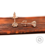 5MM Round Colorless Moissanite Stud Earrings, OEC Moissanite Earrings, Rose Gold Earrings, Claw Prong Georgian Earrings, Screw Back Earrings