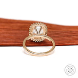 Elongated Cushion Moissanite Ring, Halo Engagement Ring, Milgrain Bezel Ring, 14K Yellow Gold Unique Wedding Ring, Statement Ring Women