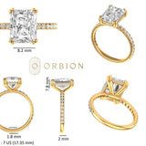 3.5 CT Brilliant Radiant Cut Moissanite Ring, 10K/14K/18K Yellow Gold Moissanite Pave Set Engagement Ring, Hidden Halo Ring, Wedding Ring