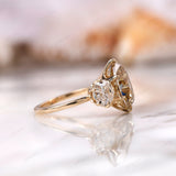 Three Stone Pear Champagne Moissanite Engagement Ring 3 Stone Vintage Ring Georgian Style Ring Solid Gold Color Stone Wedding Ring