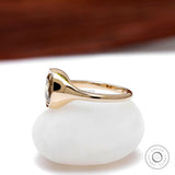 OMC Elongated Cushion Chunky Yellowish Champagne Moissanite Ring in 10K Yellow Gold Champagne Bezel Ring Modern Statement Ring