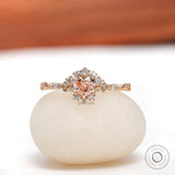 Heart Pink Lab Diamond Cluster Engagement Ring 14k Gold Unique Multi Diamond Knife Edge Milgrain Band Ring Dainty Promise Rings For Women