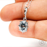 2ct Old Mine Cut Oval Greyish Blue Moissanite Pendant For Her, Bathtub Style Moderns Pendant, Grey Moissanite Pendant, Everyday/ Daily Wear