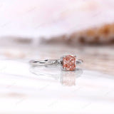 1 CT Fancy Intense Pink Cushion Lab Grown Diamond Engagement Ring, IGI Certified 14k Gold Three Stone Ring, Wedding Solitaire Ring