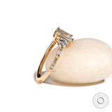 Three Stone Moissanite Engagement Ring Emerald Cut Moissanite Wedding Ring Solitaire Ring With Side Stones 14k Yellow Gold Multi Stone Ring