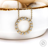 Bar Set Diamond Circle Necklace, 14K Solid Gold Lab Diamond Sun Necklace, Minimalist Circle Chain Necklace, Daily Wear Layer Necklace.