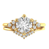 2Ct Solitaire Round Cut DEF Moissanite Ring Set With Matching Band, 10K/14K/18K Solid Gold Engagement Rings, Promise Rings, Wedding Ring Set