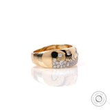 Scattered Galaxy Diamond Unisex Ring, Wide Wedding Band, Flush Set Band, Diamond Snowfall Ring, Solid Yellow Gold Confetti Cigar Band