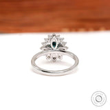 Luxurious Pear-Shaped Moissanite Engagement Ring with Halo Cluster - Make a Sparkling Statement, A Stunning Symbol of Love and Commitment