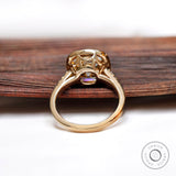 5.34 CT Large OMC Dark Champagne Bezel Set Cushion Cut Accent Stone Ring, Old Mine Cut Moissanite Engagement Ring, Art Deco Vintage Ring