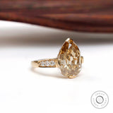 Vintage Glamour: Antique Style 6ct Pear Moissanite Teardrop Ring with Champagne Sparkle, Engagement Ring with Old Mine Cut, Gift For Her