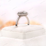 Timeless Elegance: Vintage Rose Cut Moissanite Halo Ring in 14k White Gold, Captivating Beauty Wedding Ring with Vintage Charm