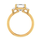 Three Stone Engagement Ring, Asscher Moissanite Ring, Three Stone Moissanite Ring, Step Cut Ring, 10k/14k/18k Yellow Gold Triology Ring